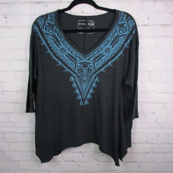 We the Free Waterfall Hem Boho Western Tee - Picture 1 of 4